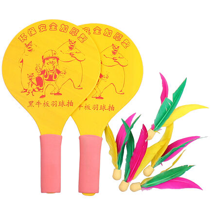 Battledore dřevěné pálky na badminton žlutá varianta 32365