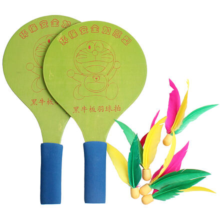 Battledore dřevěné pálky na badminton zelená varianta 32366